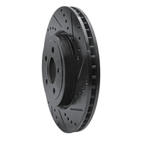 R1 2005-2023 Chrysler 300 Front Right Drilled & Slotted Black Brake Rotor