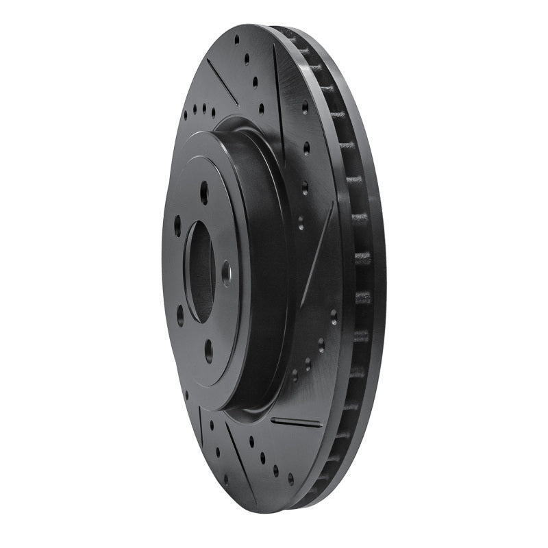 R1 2005-2023 Chrysler 300 Front Right Drilled & Slotted Black Brake Rotor
