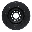 R1 2017-2025 Alfa Romeo Stelvio Front Left Drilled & Slotted Black Brake Rotor