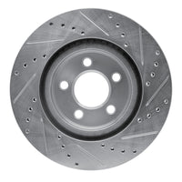 R1 2005-2023 Chrysler 300 Front Left Drilled & Slotted Silver Brake Rotor