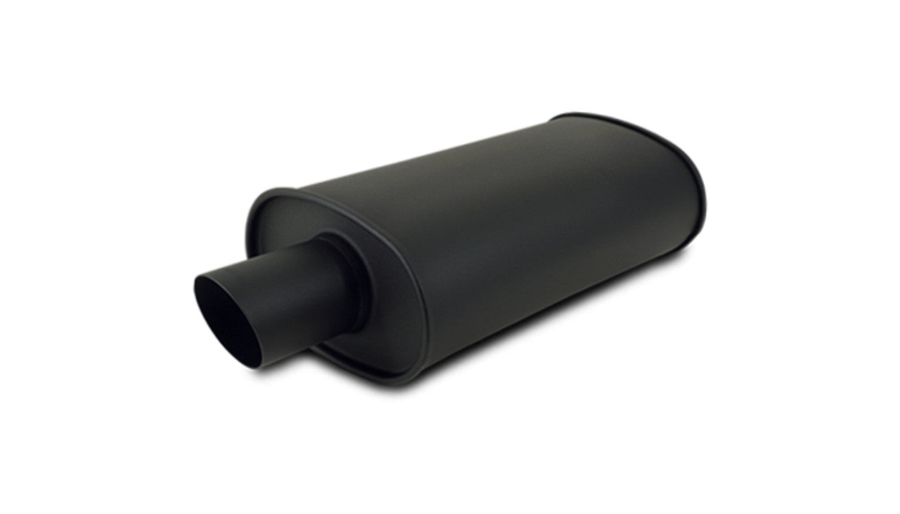 Vibrant StreetPower FLAT BLACK Oval Muffler with Single 4in Outlet - 4in inlet I.D.