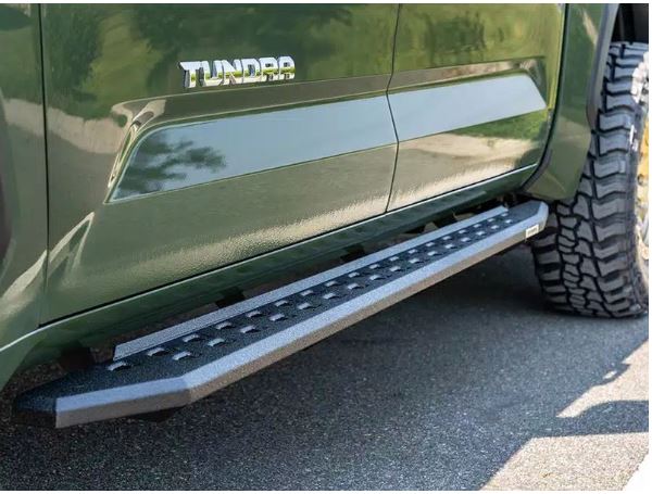 Go Rhino 2022 Toyota Tundra Crew Max RB20 Estribo delgado + soportes - Revestimiento de revestimiento de caja