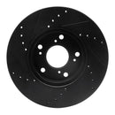 R1 1998-2022 Acura ILX Front Right Drilled & Slotted Black Brake Rotor