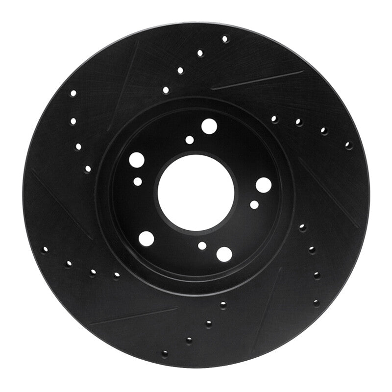 R1 1998-2022 Acura ILX Front Right Drilled & Slotted Black Brake Rotor