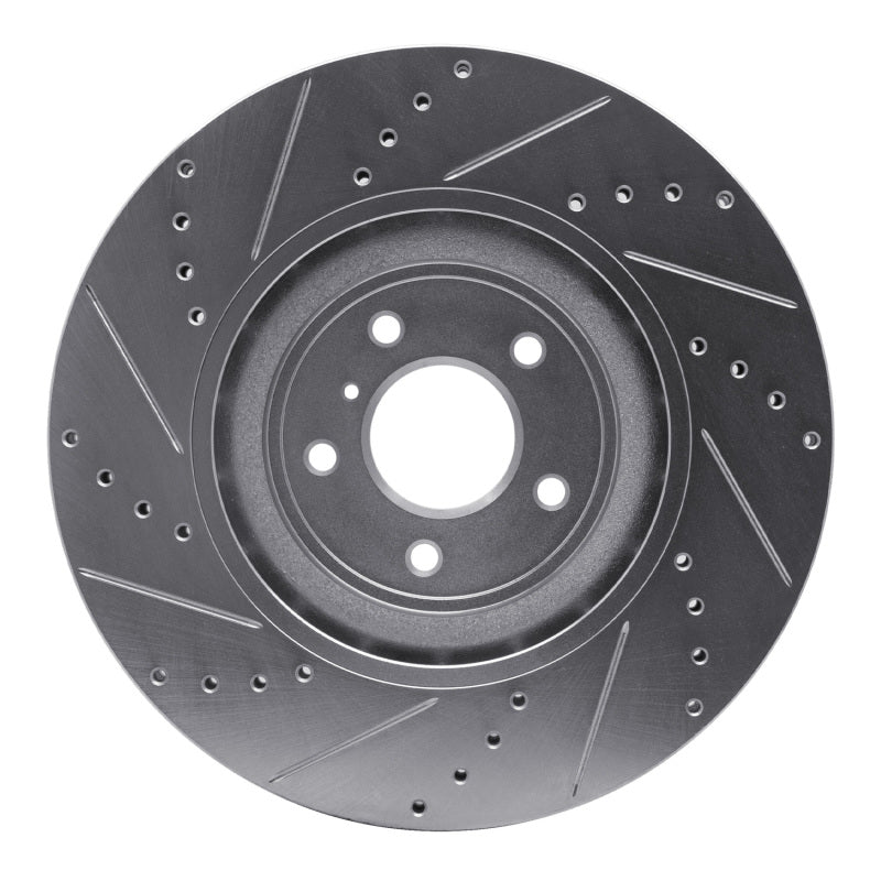 R1 2008-2025 Infiniti QX70 Front Right Drilled & Slotted Silver Brake Rotor