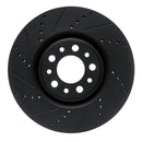 R1 2017-2025 Alfa Romeo Stelvio Front Left Drilled & Slotted Black Brake Rotor