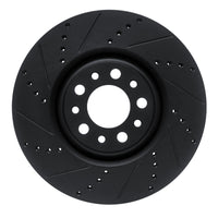 R1 2017-2025 Alfa Romeo Stelvio Front Left Drilled & Slotted Black Brake Rotor