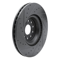 R1 2022+ Volkswagen GTI Mk 8 Front Right Drilled & Slotted Black Brake Rotor