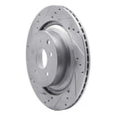R1 2008-2025 Infiniti G37 Rear Left Drilled & Slotted Silver Brake Rotor