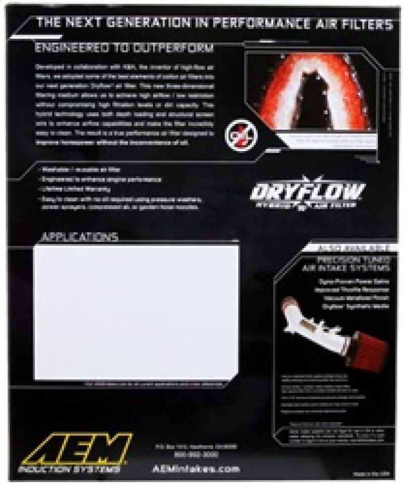 AEM Induction 28-20460 DryFlow Air Filter for Dodge Challenger, Charger, 300C – 14.4 inch x 9.1 inch x 1.75 inch