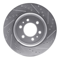 R1 Concepts Front Left Drilled & Slotted Silver Brake Rotor for Ford Expedition 2007-2021