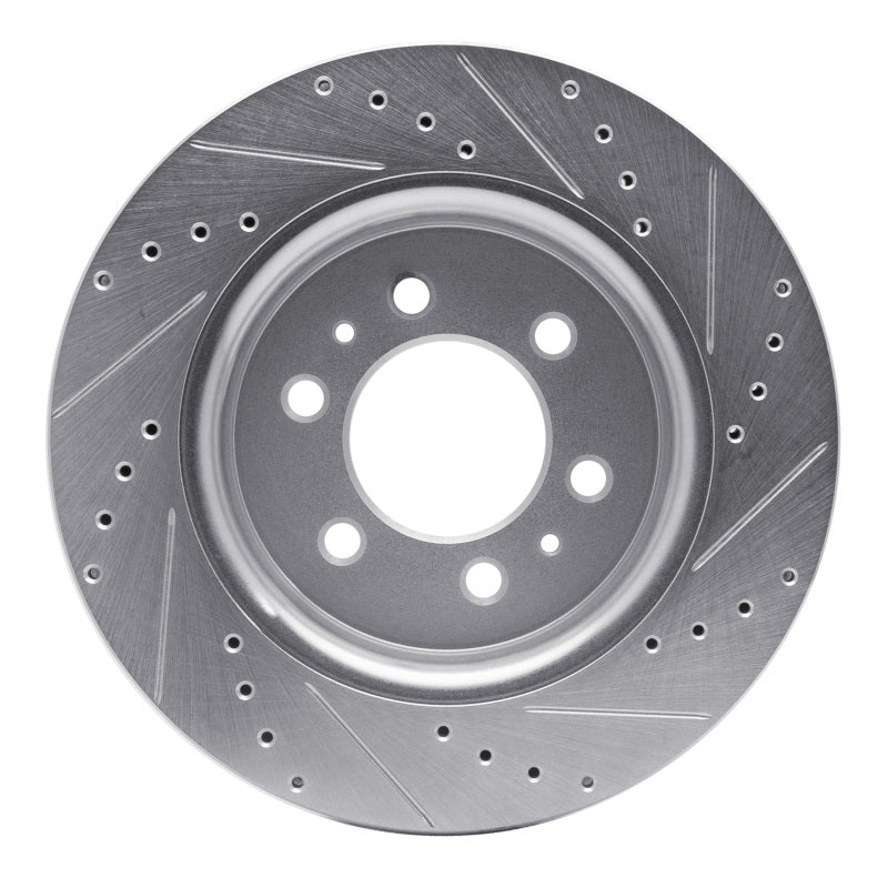 R1 Concepts Front Left Drilled & Slotted Silver Brake Rotor for Ford Expedition 2007-2021