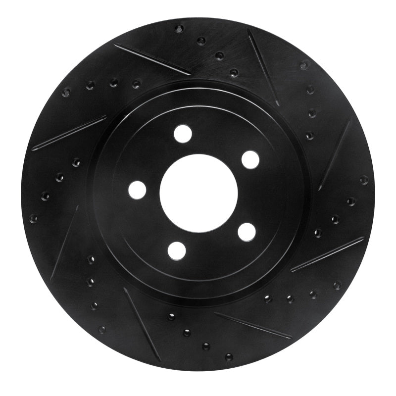 R1 2005-2023 Chrysler 300 Front Right Drilled & Slotted Black Brake Rotor