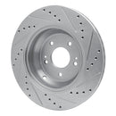 R1 Concepts Genesis G80 Rear Left Drilled & Slotted Silver Brake Rotor (2018-2023)
