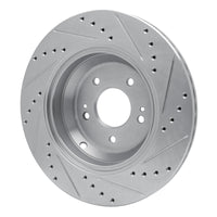 R1 Concepts Genesis G80 Rear Left Drilled & Slotted Silver Brake Rotor (2018-2023)
