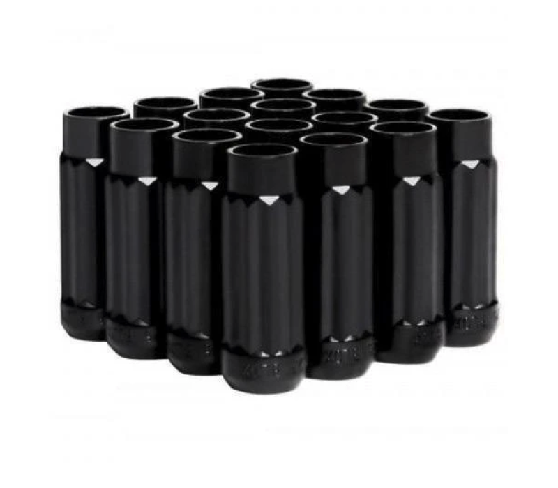 BLOX Racing 12-Sided P17 Tuner Lug Nuts 12x1.25 - Black Steel, Set of 16