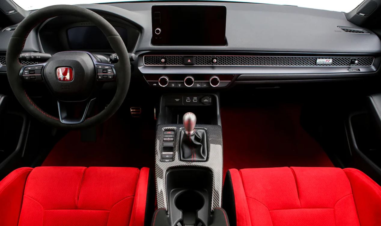 Observación: Panel de consola central de fibra de carbono Honda Civic Type R (FL5) 2022+ con acabado brillante