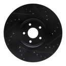 R1 2014-2019 Ford Focus Front Left Drilled & Slotted Black Brake Rotor