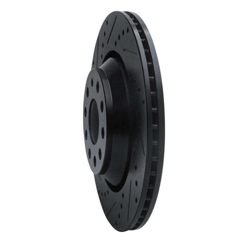 R1 2006-2025 Audi S3 (Mexico) Rear Left Drilled & Slotted Black Brake Rotor