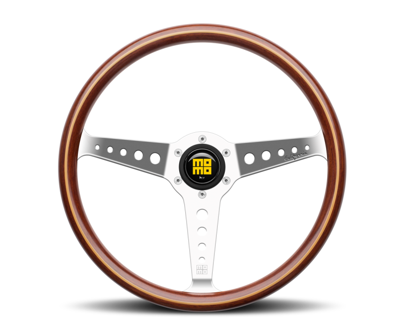MOMO California Wood Steering Wheel 360 mm - Mahogany Wood with Polished Spokes