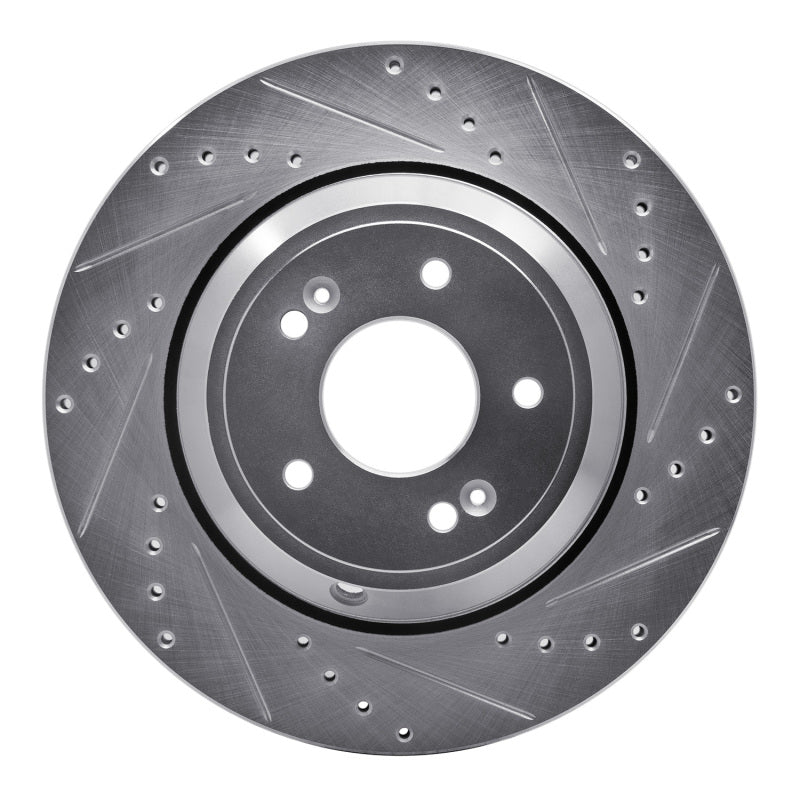R1 Concepts Genesis G80 Rear Right Drilled & Slotted Silver Brake Rotor (Part #rnc631-03056R)