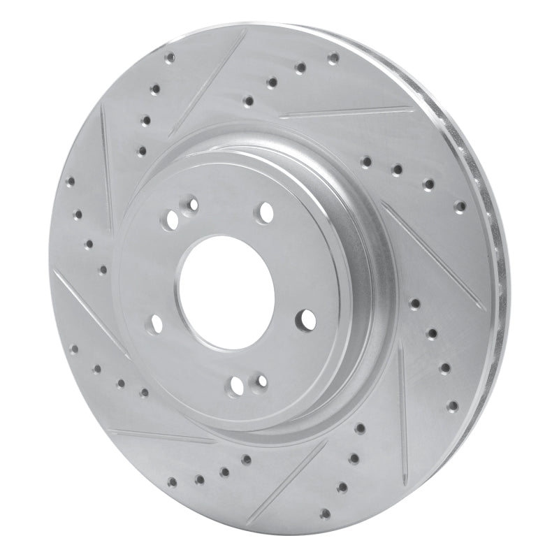 R1 Concepts Genesis G70 Front Left Drilled & Slotted Silver Brake Rotor (2018-2023)