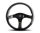 MOMO Tuner Steering Wheel 350 mm - Black Leather with Red Stitch and Black Spokes