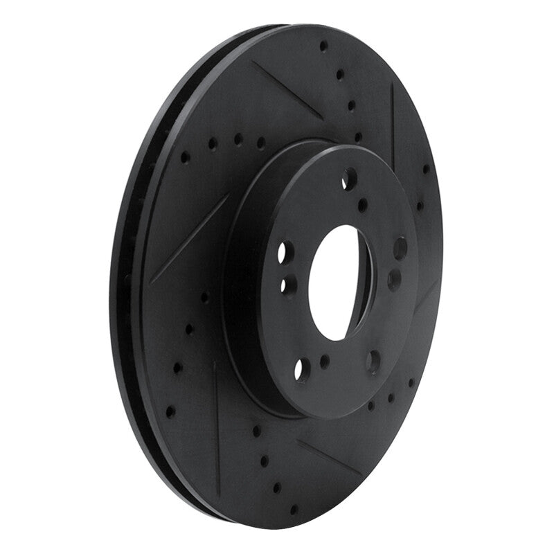 R1 1998-2022 Acura ILX Front Right Drilled & Slotted Black Brake Rotor