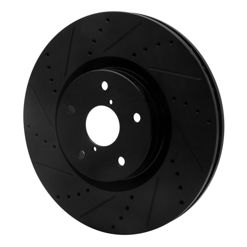 R1 2005-2020 Subaru Impreza Front Left Drilled & Slotted Black Brake Rotor