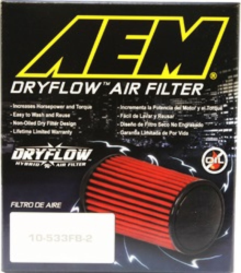 AEM Induction 21-201DK Dryflow Air Filter - 2.5 inch x 5 inch Replacement for Improved Performance