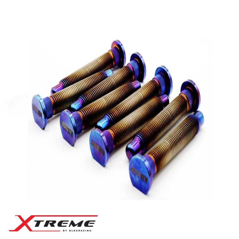 BLOX Racing Titanium Extended Wheel Studs for Honda Fit, M12x1.5mm, Burnt Finish - Pack of 8