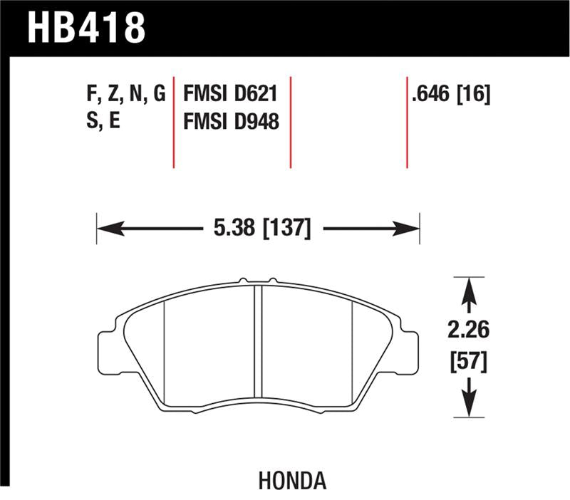 Hawk 02-06 RSX (non-S) Front / 03-09 Civic Hybrid / 04-05 Civic Si HP+ Street Rear Brake Pads