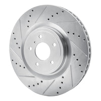 R1 2008-2025 Infiniti Q50 Front Left Drilled & Slotted Silver Brake Rotor