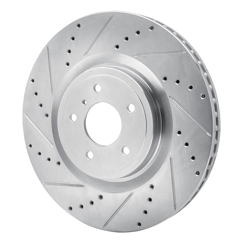 R1 2008-2025 Infiniti Q50 Front Left Drilled & Slotted Silver Brake Rotor