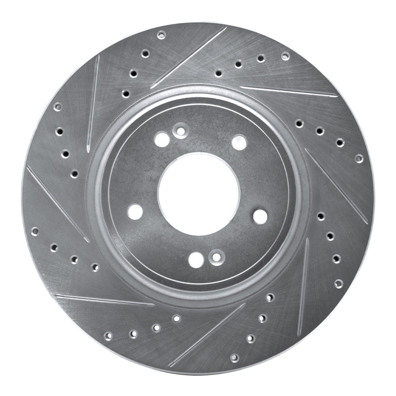 R1 Concepts Genesis G70 Front Left Drilled & Slotted Silver Brake Rotor (2018-2023)