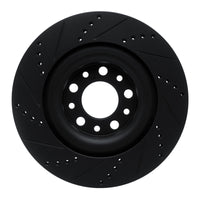 R1 2017-2025 Alfa Romeo Stelvio Rear Right Drilled & Slotted Black Brake Rotor