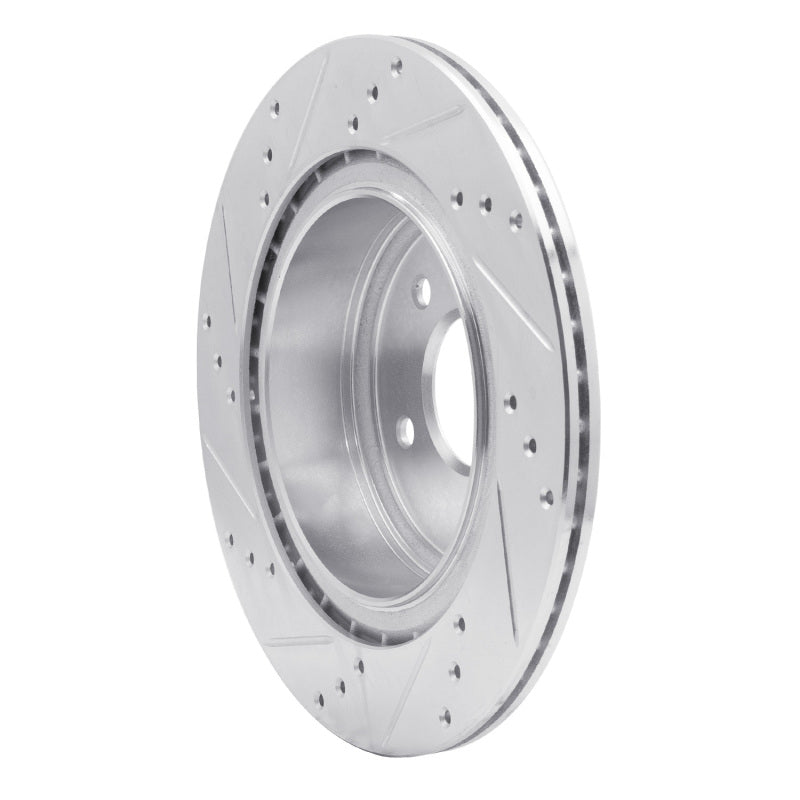 R1 2005-2025 Infiniti M35 Rear Right Drilled & Slotted Silver Brake Rotor