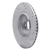 R1 2008-2025 Infiniti G37 Rear Left Drilled & Slotted Silver Brake Rotor
