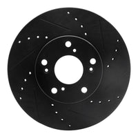 R1 1998-2022 Acura ILX Front Right Drilled & Slotted Black Brake Rotor