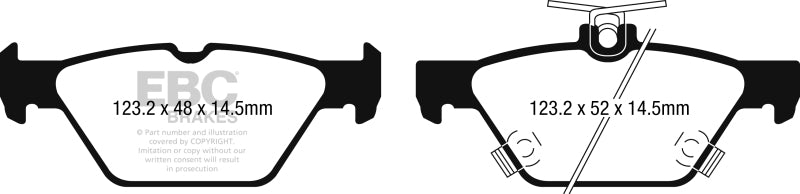 EBC 22+ WRX Greenstuff 2000 Series Sport Rear Brake Pads also fits Outback and Legacy (Part Number: ebcDP22257)