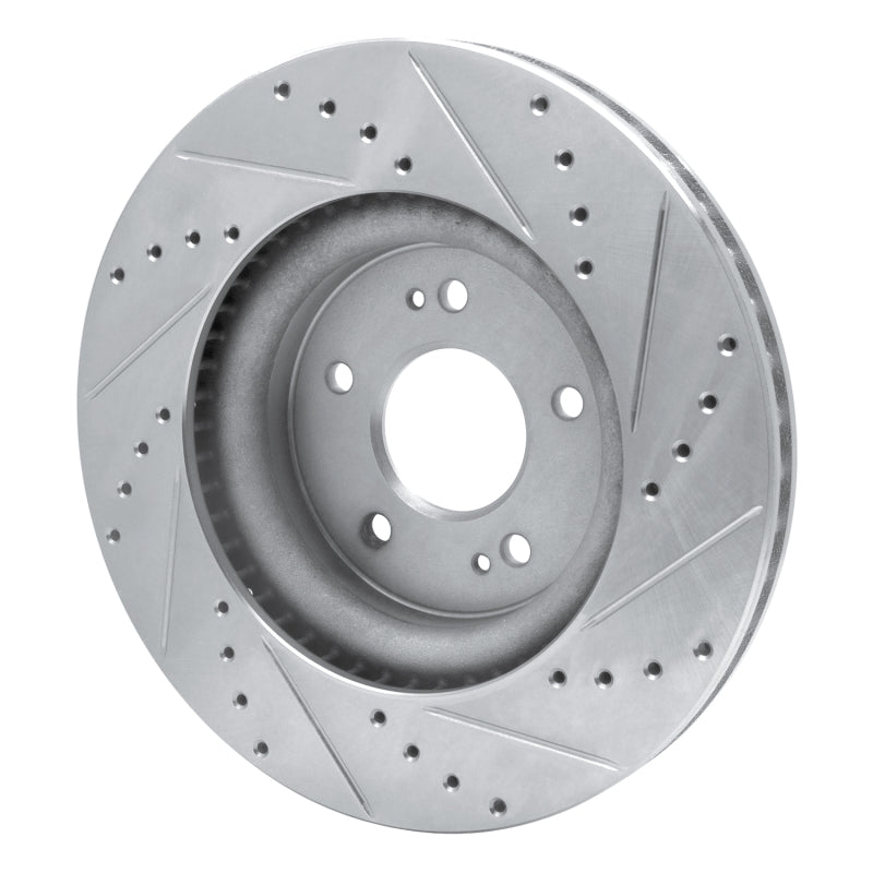 R1 Concepts Genesis G70 Front Left Drilled & Slotted Silver Brake Rotor (2018-2023)