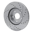 R1 2002-2015 Acura CSX Front Left Drilled & Slotted Silver Brake Rotor