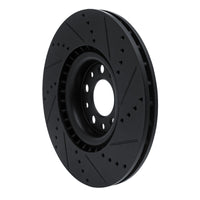 R1 2017-2025 Alfa Romeo Stelvio Front Left Drilled & Slotted Black Brake Rotor