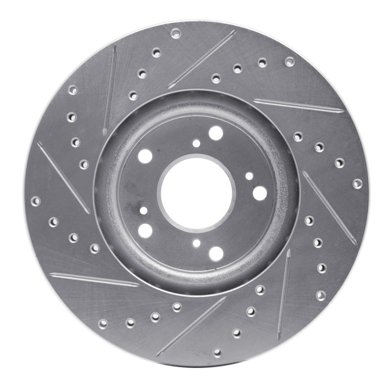 R1 2002-2015 Acura RSX Front Right Drilled & Slotted Silver Brake Rotor