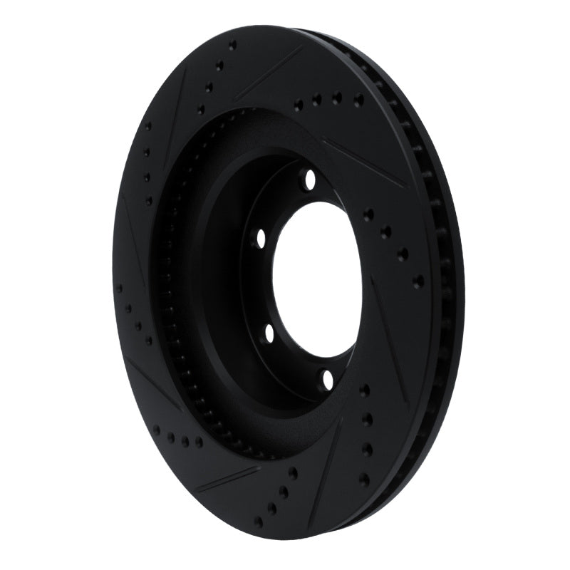 R1 Concepts Lexus GX470 Front Right Drilled & Slotted Brake Rotor - Black Finish