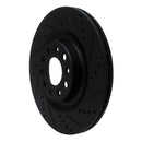 R1 2017-2025 Alfa Romeo Stelvio Rear Right Drilled & Slotted Black Brake Rotor