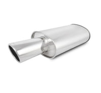 Vibrant StreetPower Turbo Oval Muffler with 4in Round Tip Angle Cut Rolled Edge - 3in inlet I.D.