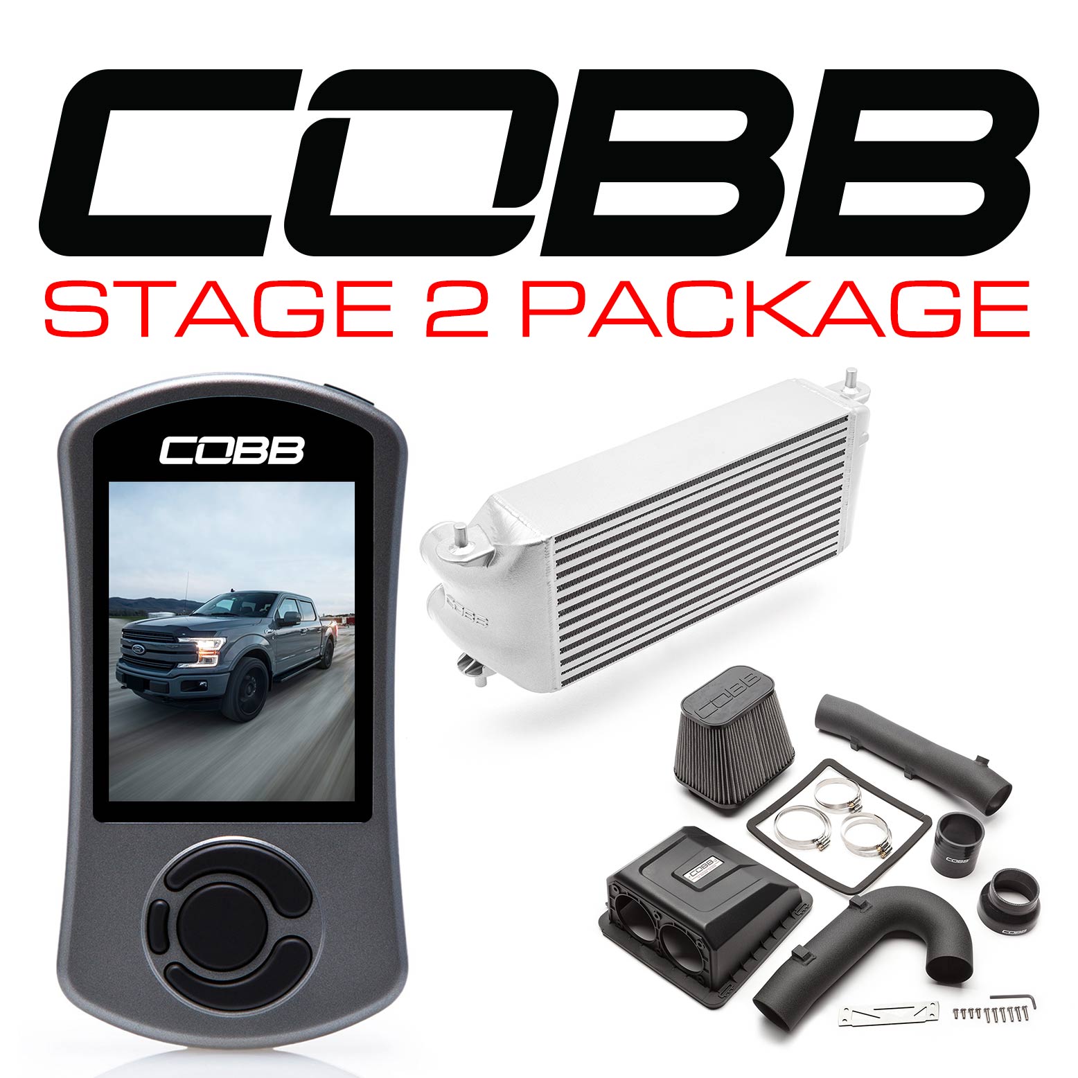 Cobb 17-19 Ford F-150 Ecoboost 3.5L w/TCM Stage 2 Power Package - Silver (Factory Loc. I/C)