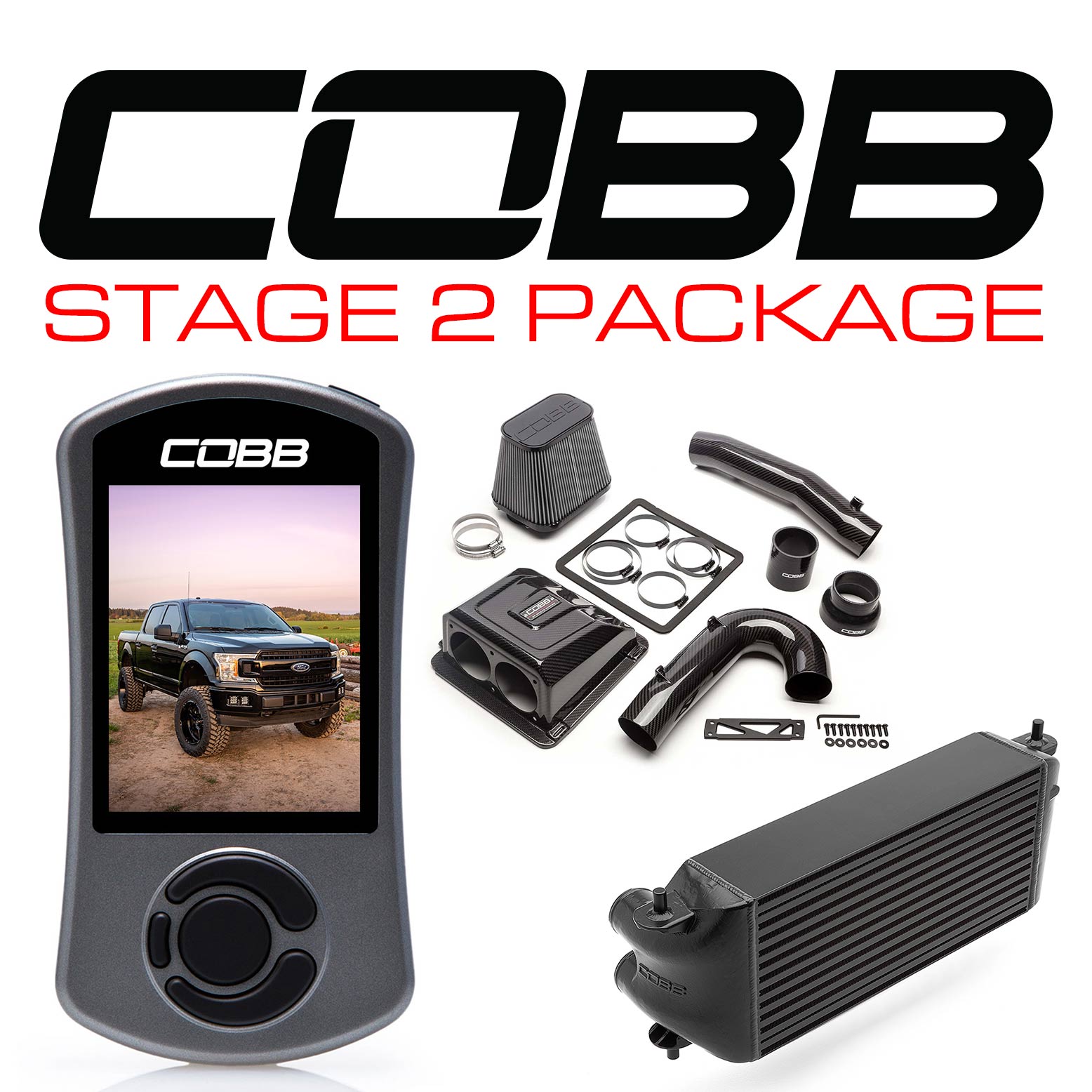 Cobb 2020 Ford F-150 Ecoboost 3.5L Stage 2 Redline CF Pwr Pkg - Black (Factory Loc. I/C)