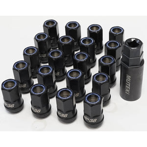 Wheel Mate Muteki HR38 Open End Lug Nuts 12x1.25 Black Chrome / Blue Ring